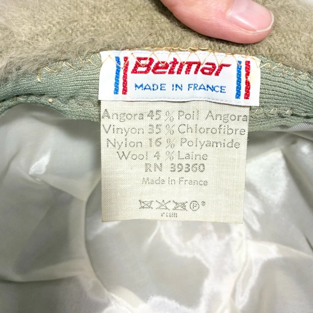 50s Betmar Angora Cloche Hat Beige Vintage Made In France